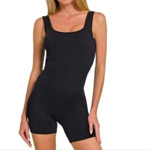 Gypsy + Jade/ Black Ribbed Sleeveless Romper/ Size US S/M